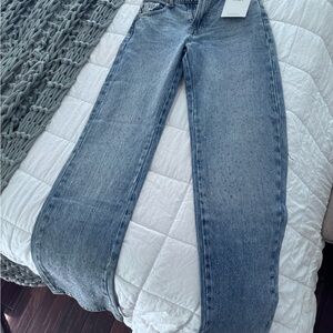 Stradivarius Light Blue Straight Leg Jeans embroideredw